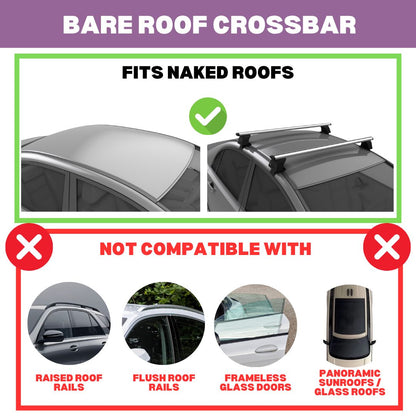 Erkul Universal Roof Rack Cross Bars for Naked Roofs - Sedans & SUVs