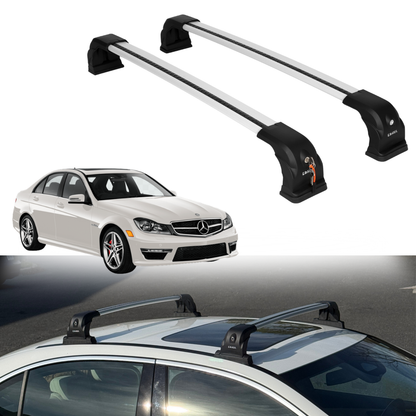 220 lbs Roof Rack Bars for Mercedes-Benz C Class Sedan 2008-2014 - Silver