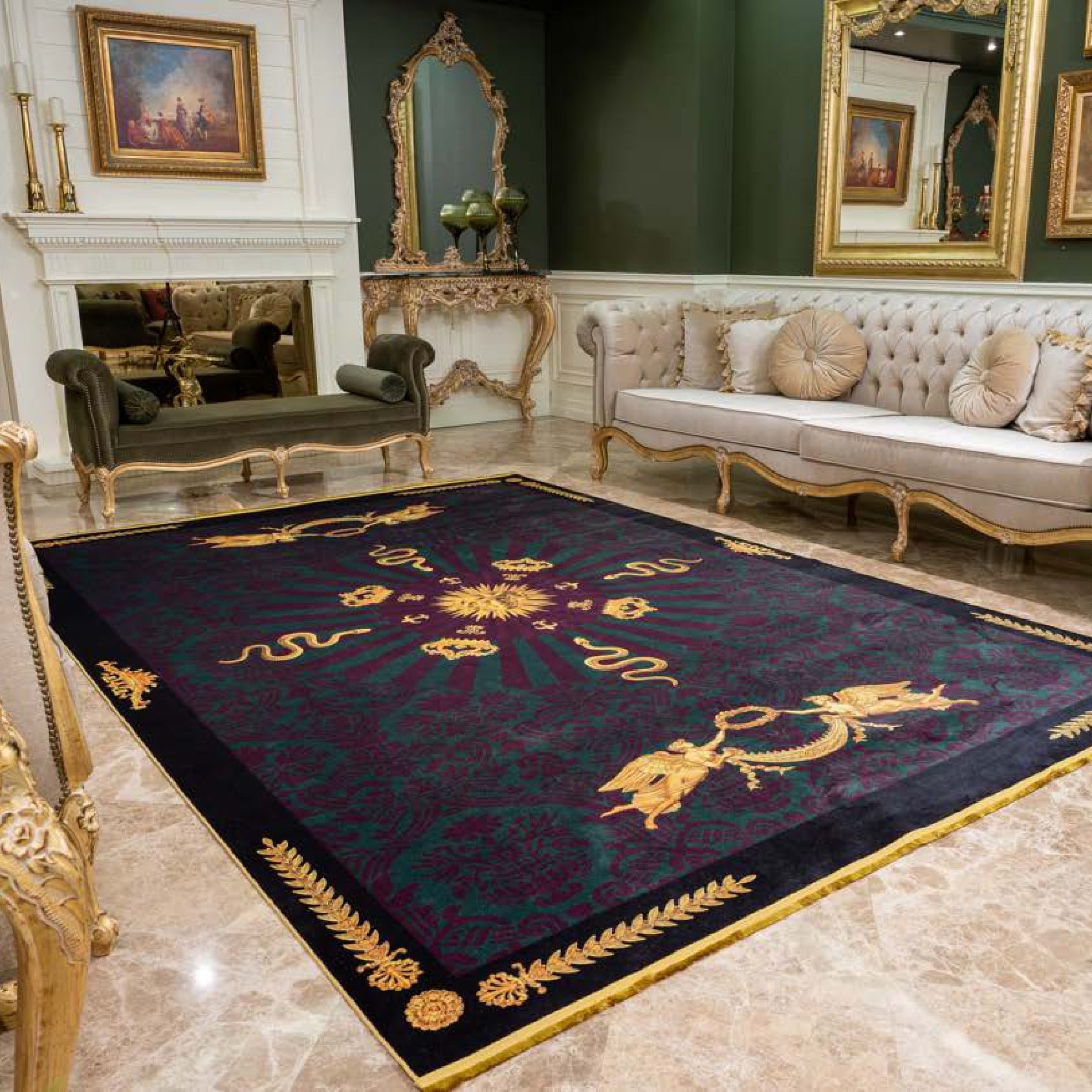 FERONIA Vintage Lucury 8x10 Area Rug - Machine Washable for Living Room Bedroom FR1008