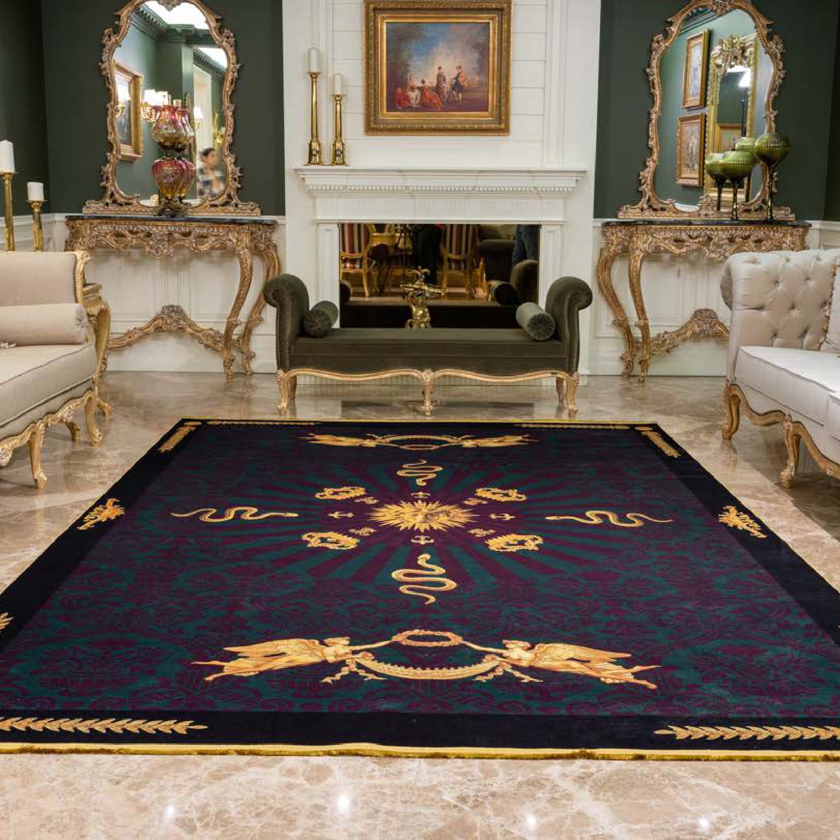 FERONIA Vintage Lucury 8x10 Area Rug - Machine Washable for Living Room Bedroom FR1008