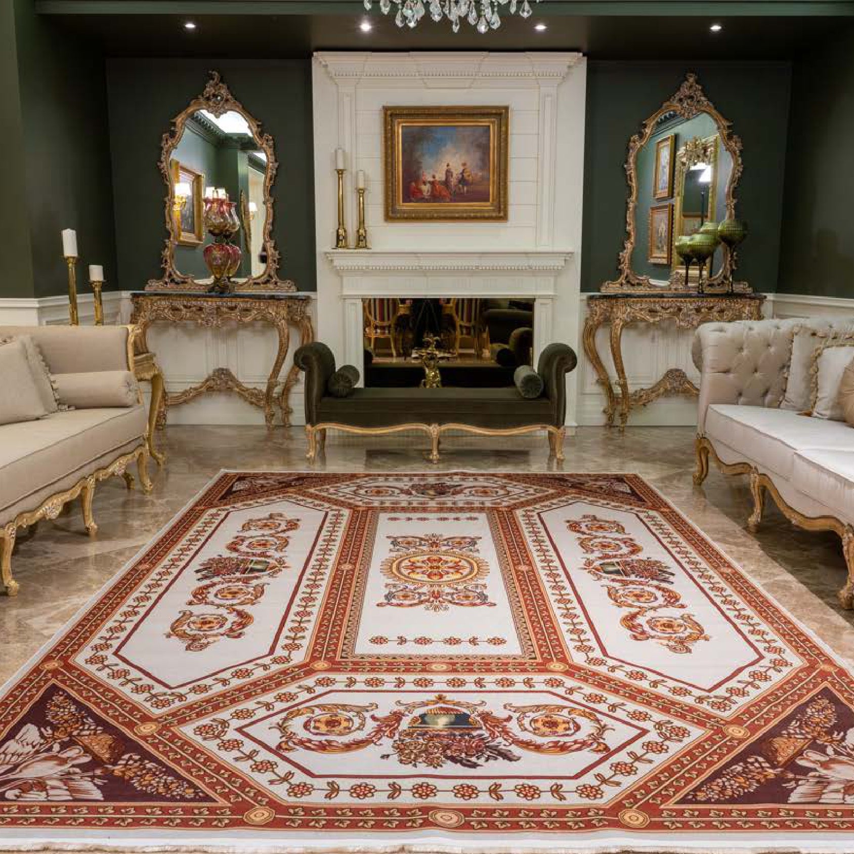 FERONIA Vintage Lucury 8x10 Area Rug - Machine Washable for Living Room Bedroom FR1009