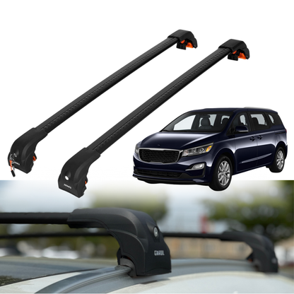 220 lbs Roof Rack Cross Bars for Kia Sedona 2015-2021 with Flush Rails - Black