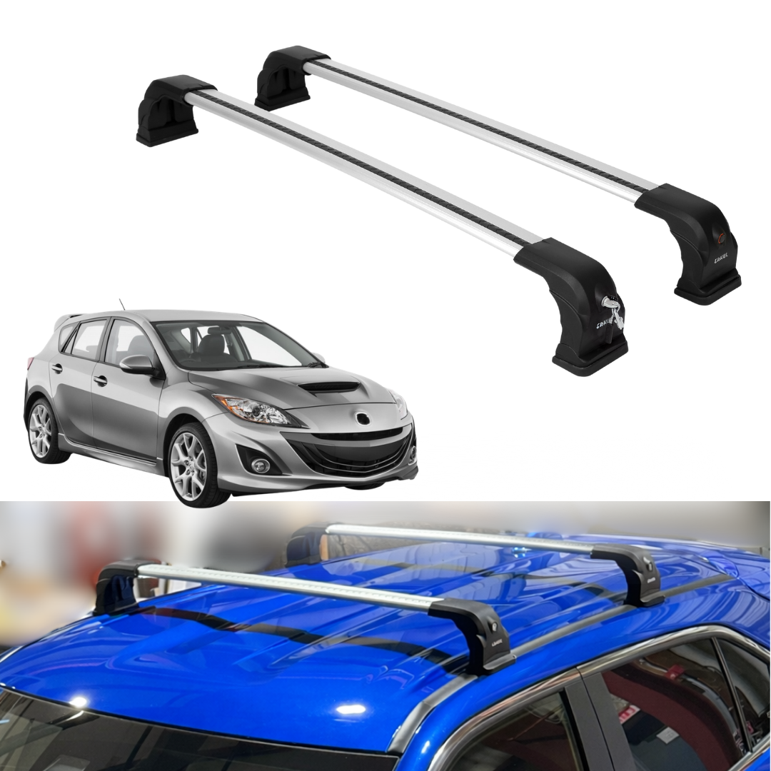 220 lbs Lockable Roof Rack Cross Bars Fits Mazda 3 Hatchback 2010-2013 Silver
