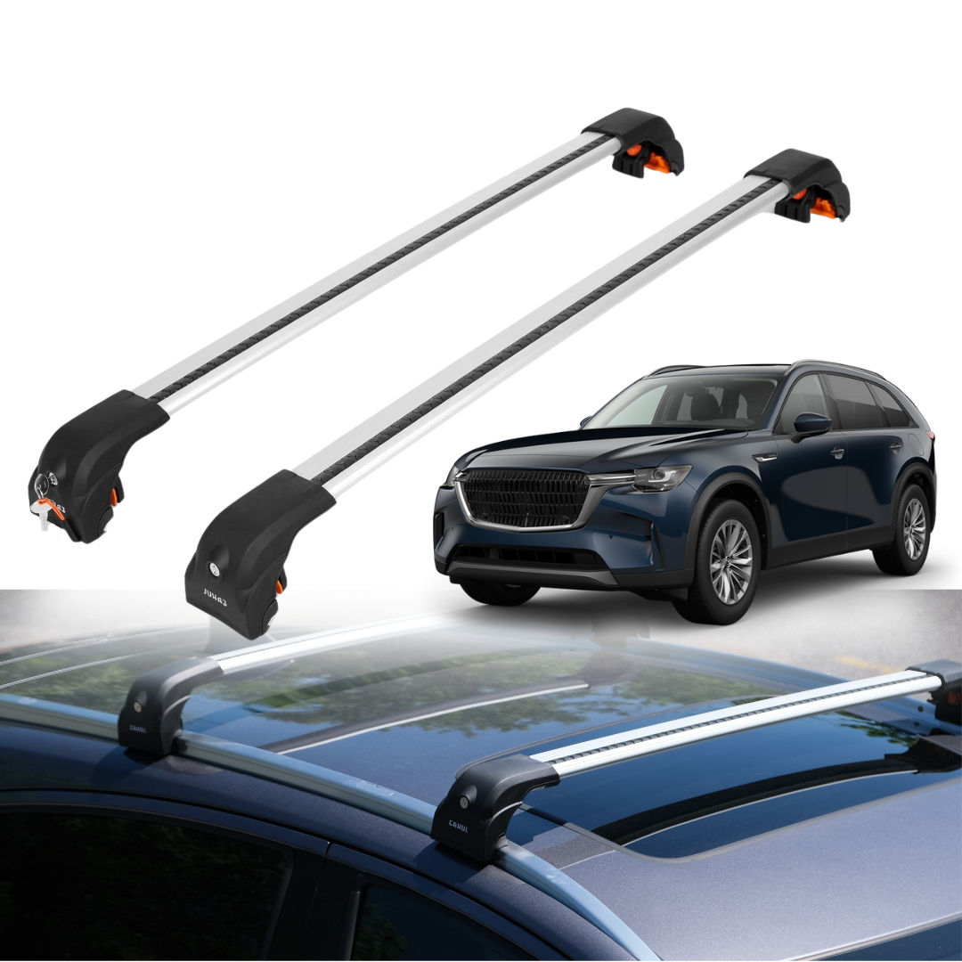 220 lbs Roof Rack Cross Bars for Mazda CX-90 CX90 2024-2025 - Flush Rails - Silver