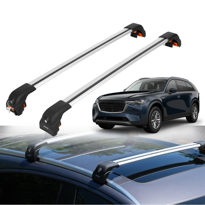 220 lbs Roof Rack Cross Bars for Mazda CX-90 CX90 2024-2025 - Flush Rails - Silver