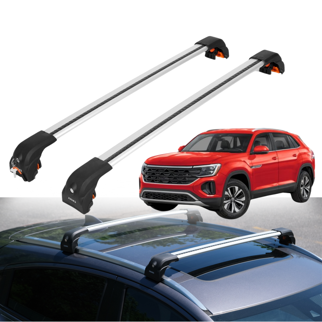 Erkul Roof Rack Crossbars Fit Volkswagen Atlas Cross Sport 20-25 Aluminum Silver