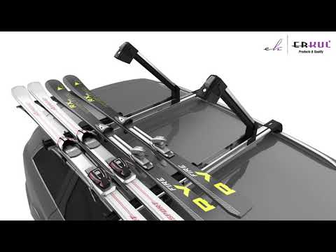 ERKUl 25" Ski Rack | Holds 4 Pairs of Skis or 2 Snowboards - Fits All Types of Cross Bars