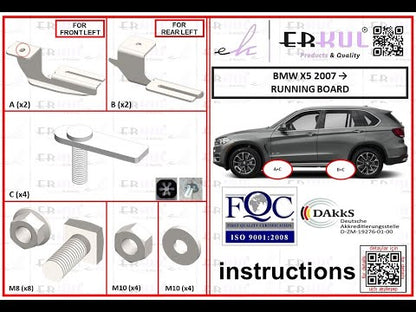 5" Running Boards for BMW X5 2019-2026 - 350 lb Heavy Duty Nerf Side Step Bars
