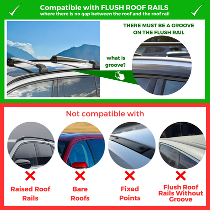 Erkul Roof Rack Crossbars Fit Mitsubishi Outlander ASX 11-25 Metal Mounts Silver