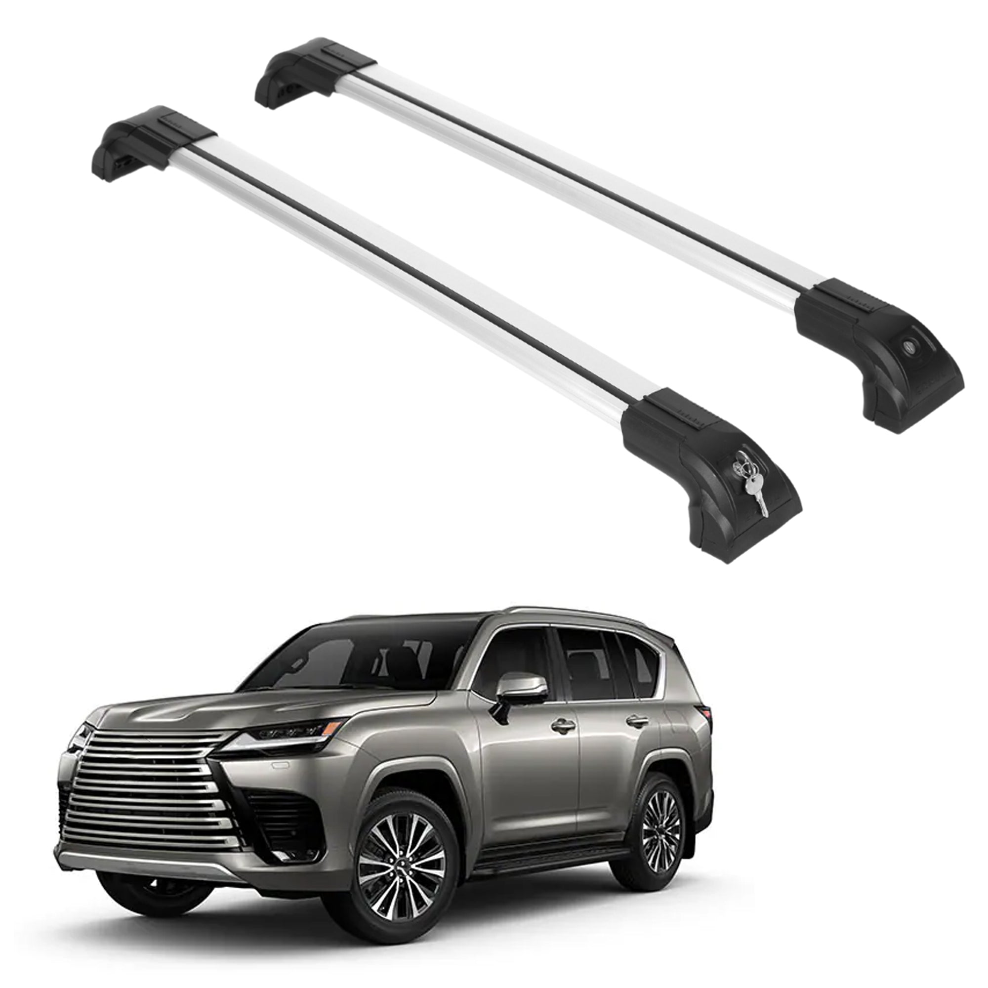 Erkul Strong Roof Rack Crossbars Fits Lexus LX 600 2022-2025 Metal Mounts Silver