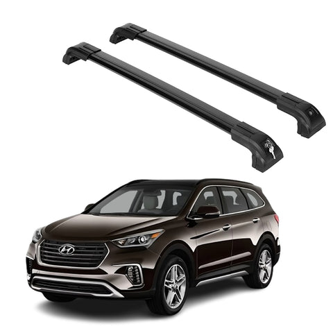 ERKUL Roof Rack Cross Bars Fits Hyundai Santa Fe 2019-2023 Metal Mounts Black