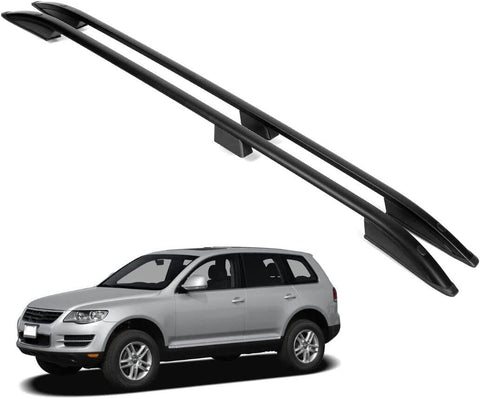 ERKUL Roof Side Rails Rack Compatible with Volkswagen Touareg 2003-2007 | All Weather Roof Rack Aluminum Side Rails for Rooftop Luggage Carrier Kayak Canoe Ski Snowboard | Black