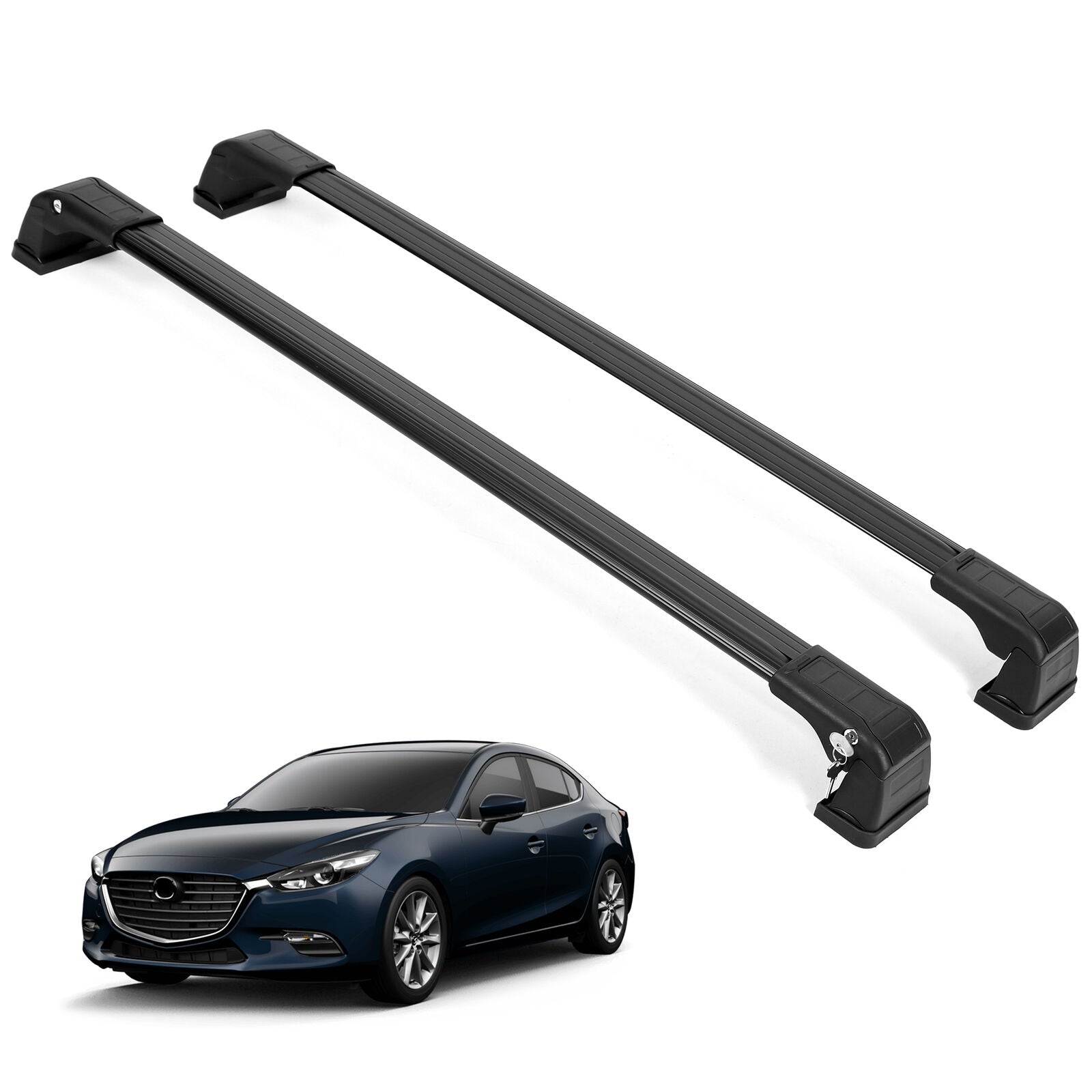 ERKUL Roof Rack Cross Bars for Mazda 6 2010-2022 For Fixed Points Roofs - Black