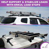 ERKUL Adjustable Load Stops Mounts Roof Rack Cross Bars (4 Pack with 4 Stripes) - Roof Rack Accessories Load Stopper for Rooftop Ladder Wood Ski Snowboard Kayak | Fits T-Track Roof Racks | Black