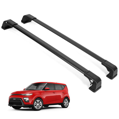 ERKUL Roof Rack Cross Bars Fits Kia Soul 2020-2025 Aluminum Lockable Black